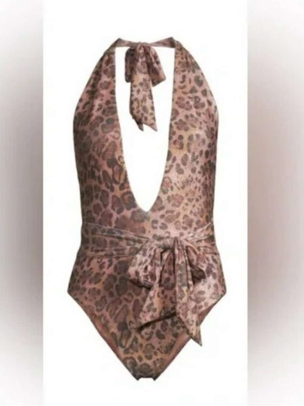 Ramy Brook Brown Leopard Print Halter One-Piece